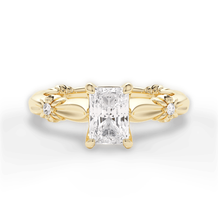 The Edith Radiant Cut 18kt Yellow Gold Ribbon Engagement Ring