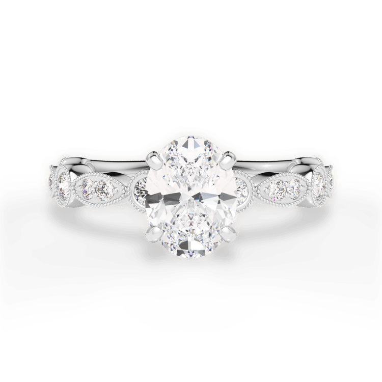 The Ciela Oval Cut Platinum Split Double Band Solitaire Engagement Ring