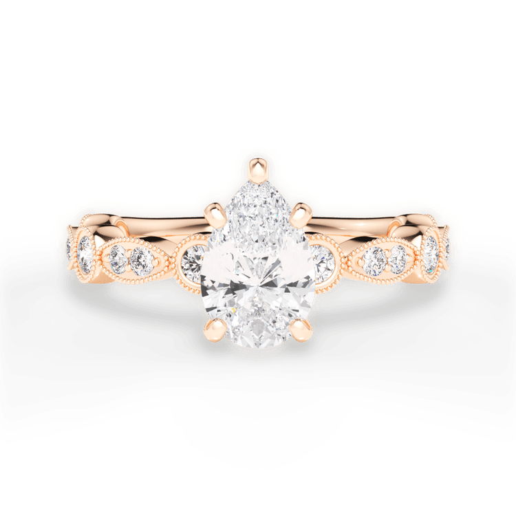 The Ciela Princess Cut 18kt Rose Gold Split Double Band Solitaire Engagement Ring