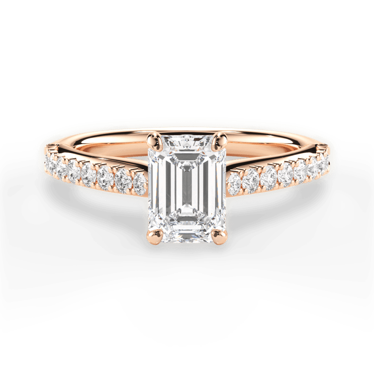 The Adele Emerald Cut 18kt Rose Gold French-Set Diamond Band Engagement Ring
