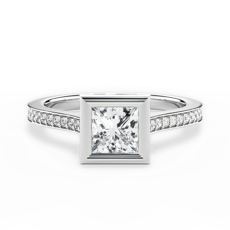 The Tyler Pear Shaped Platinum Bezel-Set Pavé Diamond Band Engagement Ring