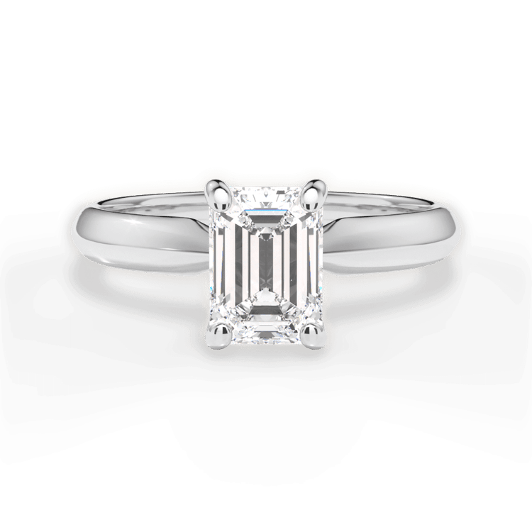 The Ottilie Emerald Cut Platinum Solitaire Knife-Edge Engagement Ring