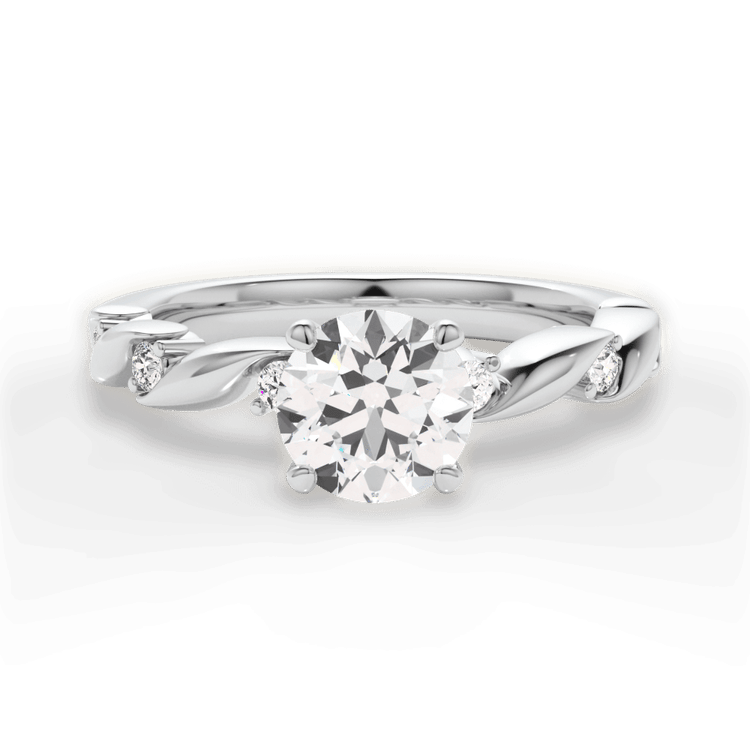 The Zariah Round Cut Platinum Coil Twist Diamond Engagement Ring