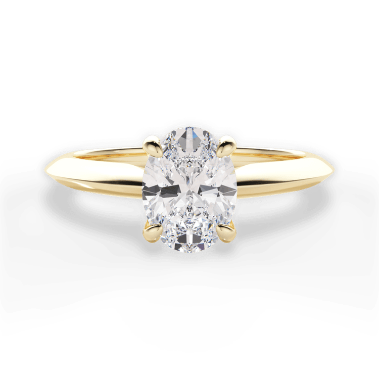 The Kora Oval Cut 18kt Yellow Gold Solitaire Knife-Edge Engagement Ring