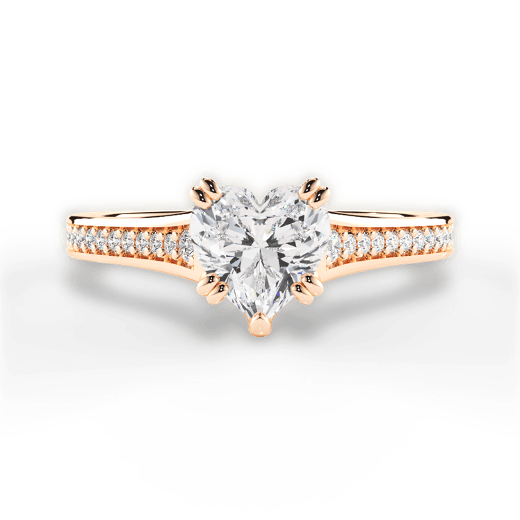 The Evita Heart Shaped 18kt Rose Gold Micropavé Diamond Band Engagement Ring
