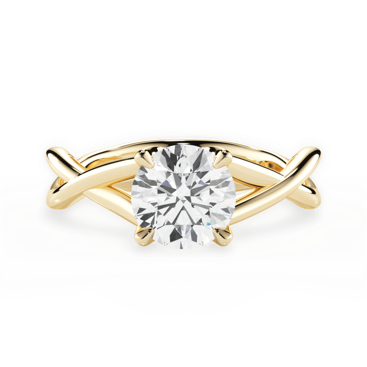 The Carmella Round Cut 18kt Yellow Gold Open-Twist Solitaire Engagement Ring