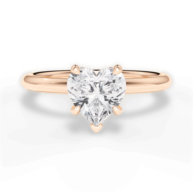 The Stella Heart Shaped 18kt Rose Gold Classic Solitaire Engagement Ring with Hidden Halo