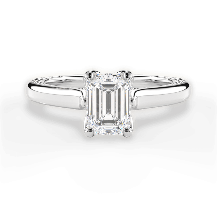 The Kenzie Emerald Cut Platinum Solitaire Diamond Braided Engagement Ring