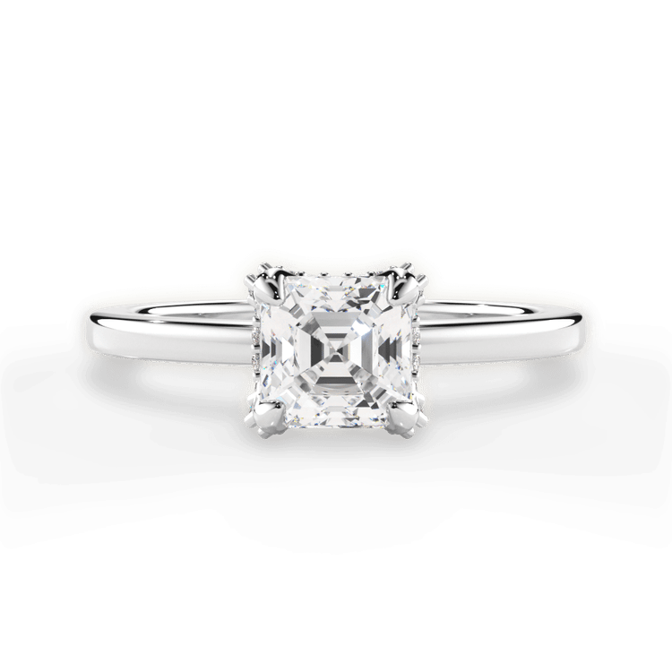 The Amara Asscher Cut Platinum Diamond Collar Solitaire Engagement Ring