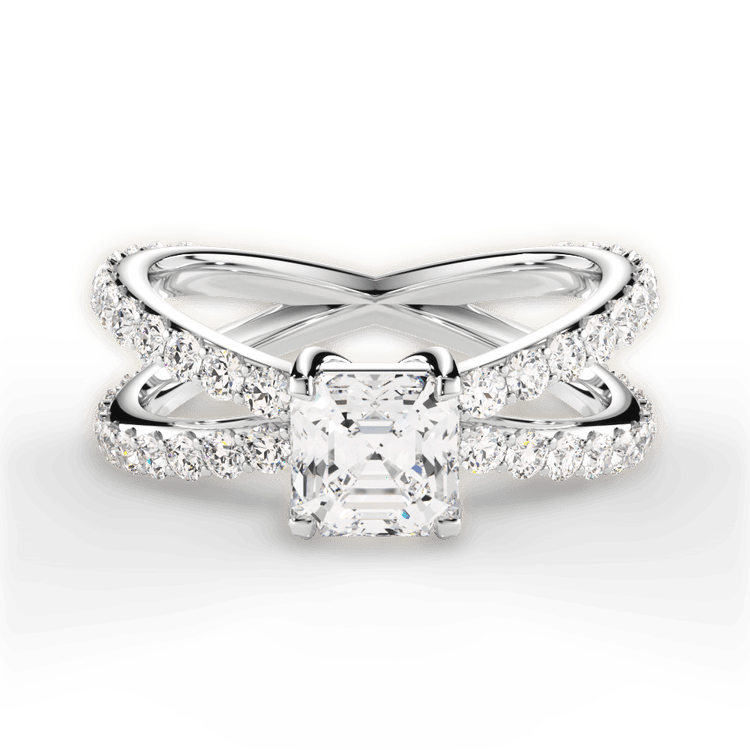 The Nora Asscher Cut Platinum Open Band Diamond Engagement Ring