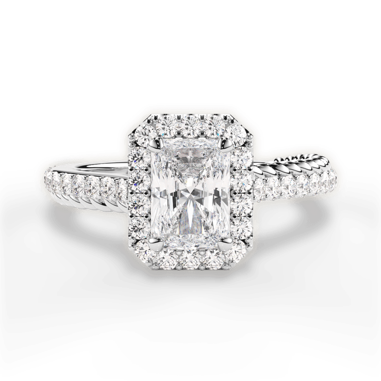 The Xiomara Radiant Cut Platinum Two-Sided Split Diamond Engagement Ring