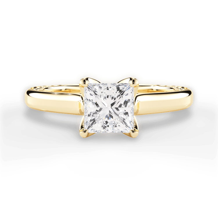 The Kenzie Princess Shaped 18kt Yellow Gold Solitaire Diamond Braided Engagement Ring