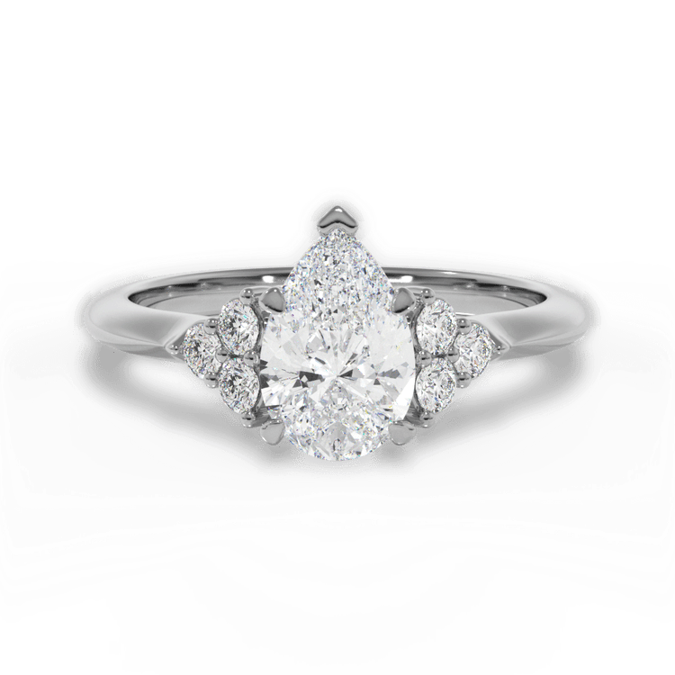 The Dalia Princess Cut Platinum Cluster Sidestone Diamond Engagement Ring
