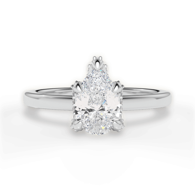 The Amara Pear Shaped Platinum Diamond Collar Solitaire Engagement Ring