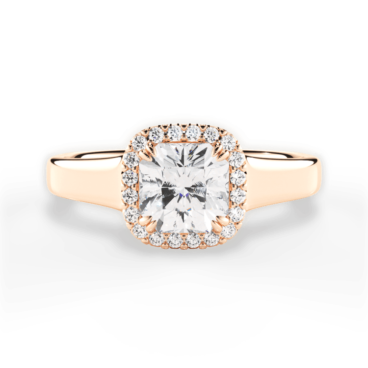 The Remi Asscher Cut 18kt Rose Gold Wide Band Cushion Halo Engagement Ring
