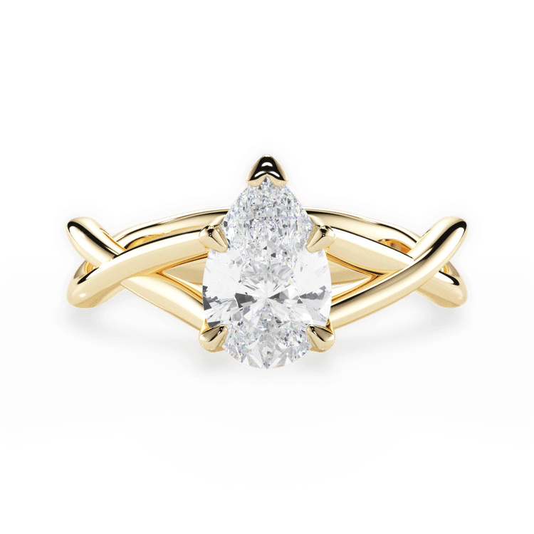 The Carmella Princess Cut 18kt Yellow Gold Open-Twist Solitaire Engagement Ring