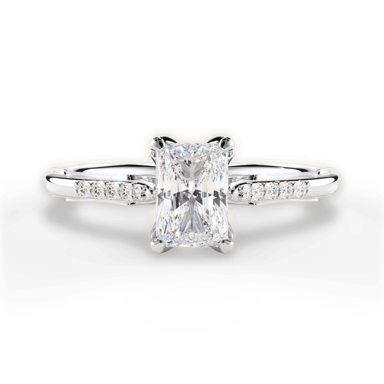The Stephie Radiant Cut Platinum Modern French-Set Band Diamond Engagement Ring