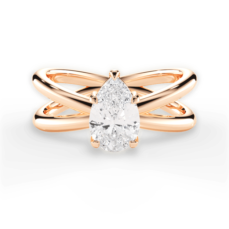 The Ciara Princess Cut 18kt Rose Gold Split Double Band Solitaire Engagement Ring