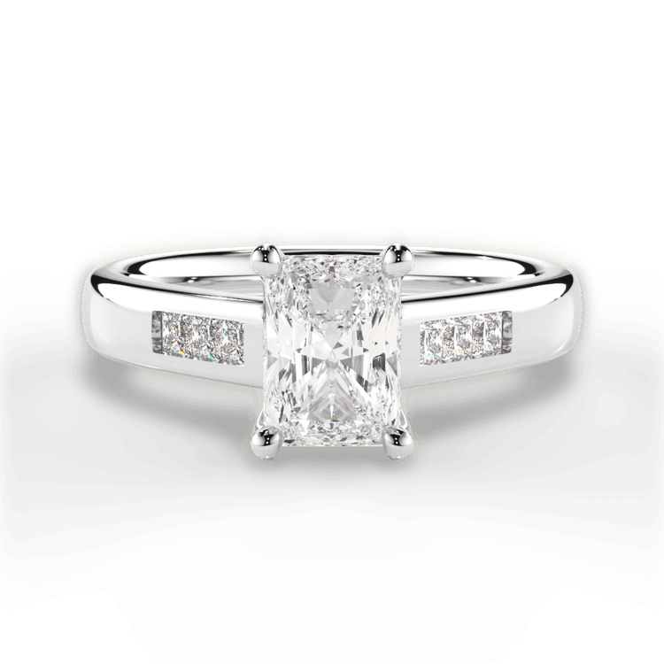 The Valentina Radiant Cut Platinum Solitaire Channel-Set Diamond Band Engagement Ring