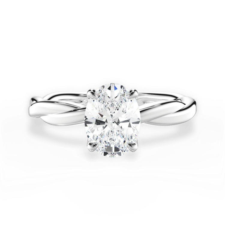 The Nina Oval Cut Platinum Twisted Solitaire Engagement Ring