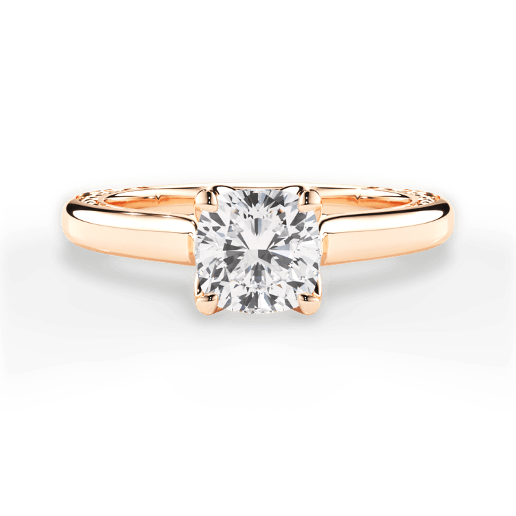 The Kenzie Cushion Cut 18kt Rose Gold Solitaire Diamond Braided Engagement Ring