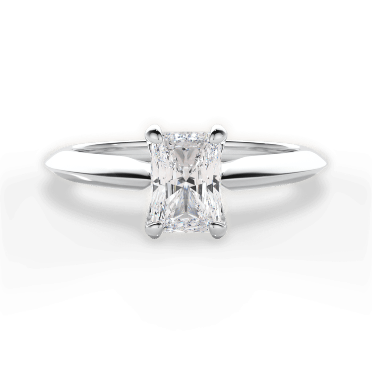The Althea Radiant Cut Platinum Solitaire Knife-Edge Engagement Ring