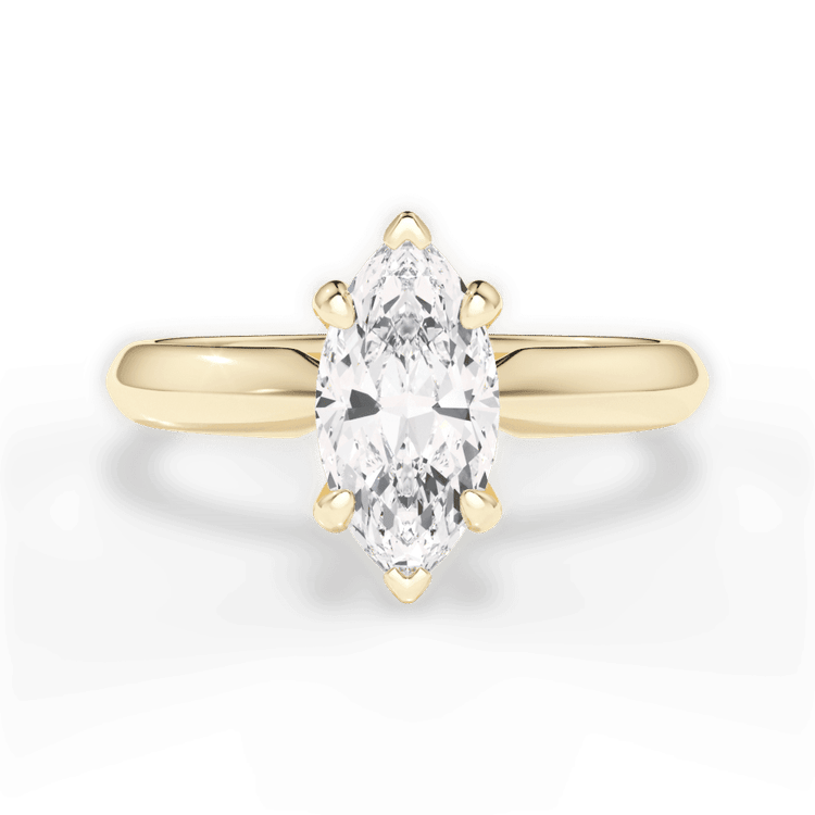 The Kora Marquise Cut 18kt Yellow Gold Solitaire Knife-Edge Engagement Ring