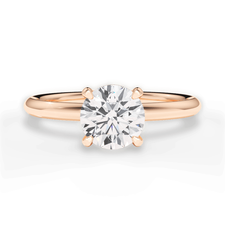 The Stella Round Cut 18kt Rose Gold Classic Solitaire Engagement Ring with Hidden Halo