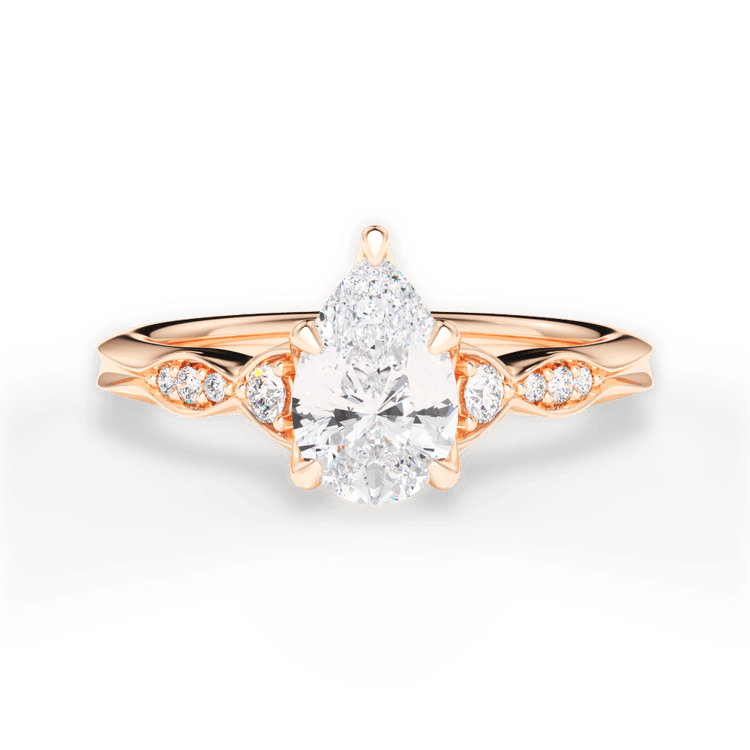 The Alida Princess Cut 18kt Rose Gold Vintage Diamond Accent Engagement Ring