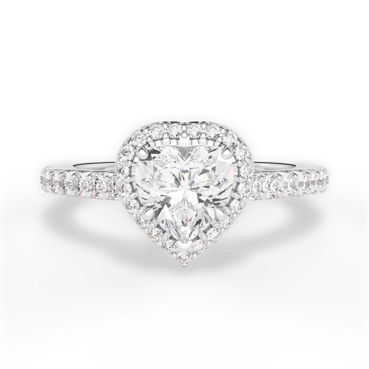 The Laura Heart Shaped Platinum Classic French-set Halo Diamond Band Engagement Ring