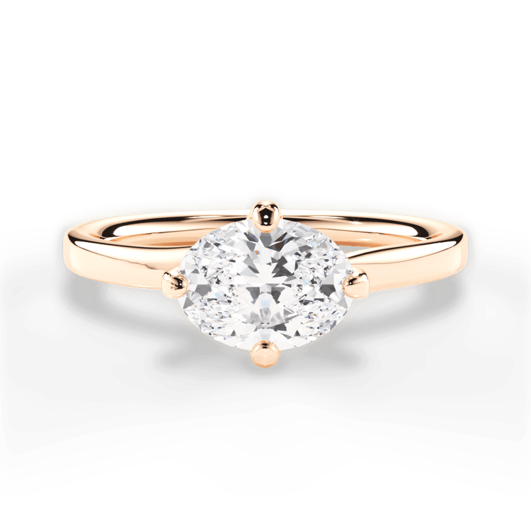 The Evelyn Oval Cut 18kt Rose Gold Solitaire Kite Set Swirl Engagement Ring