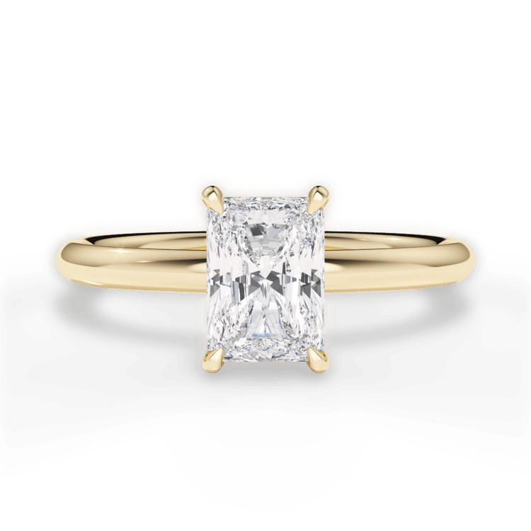 The Stella Radiant Cut 18kt Yellow Gold Classic Solitaire Engagement Ring with Hidden Halo