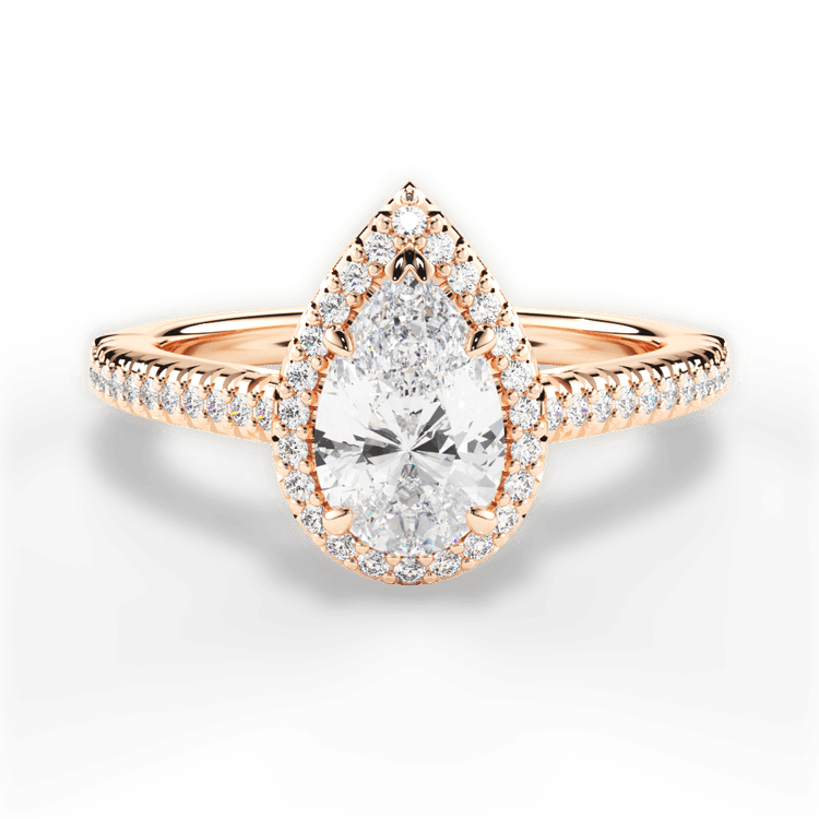 The Kris Princess Cut 18kt Rose Gold Vaulted Halo Diamond Band Engagement Ring