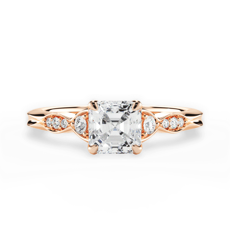 The Alida Asscher Cut 18kt Rose Gold Vintage Diamond Accent Engagement Ring