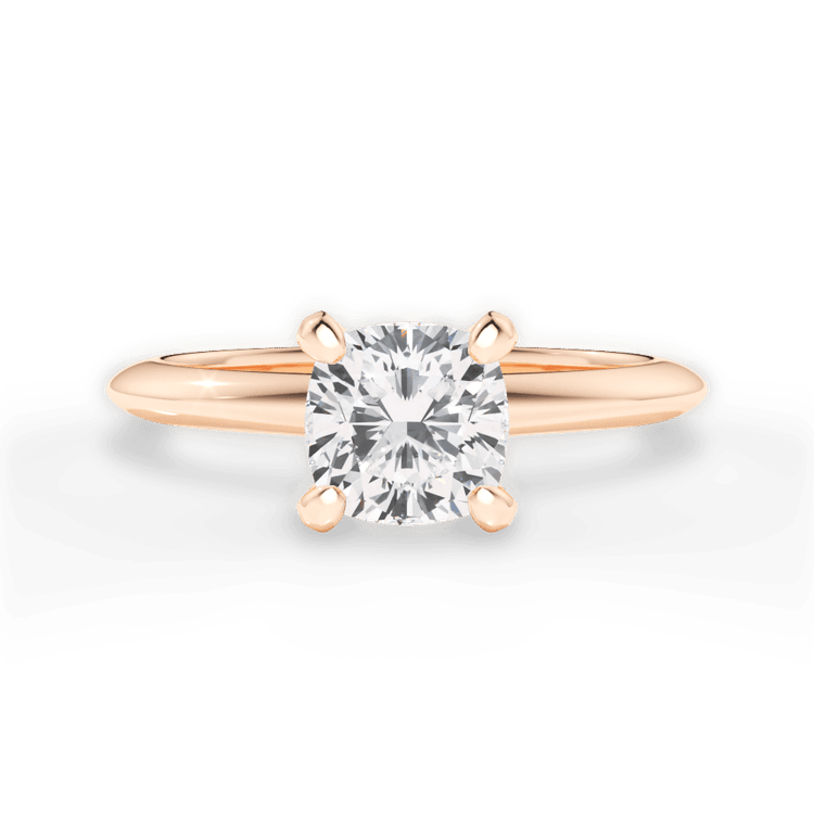 The Sybil Cushion Cut 18kt Rose Gold Solitaire Knife-Edge Engagement Ring