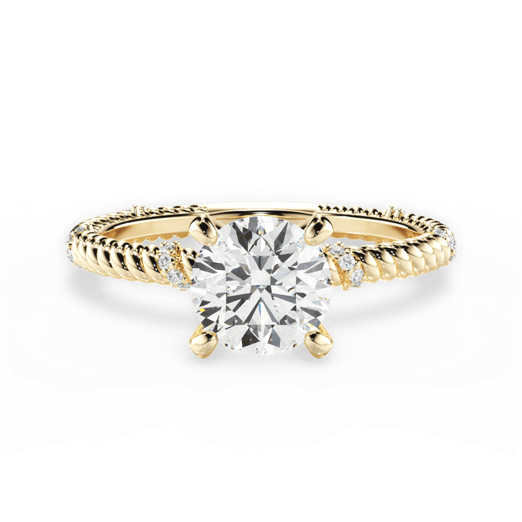The Hailey Round Cut 18kt Yellow Gold Twisted Rope Diamond Engagement Ring