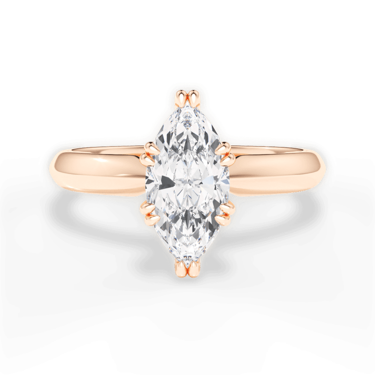 The Romie Marquise Cut 18kt Rose Gold Solitaire Knife-Edge Tulip Engagement Ring