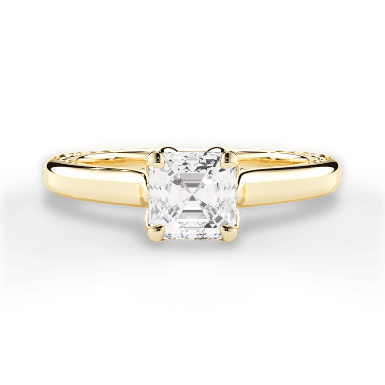The Kenzie Asscher Cut 18kt Yellow Gold Solitaire Diamond Braided Engagement Ring