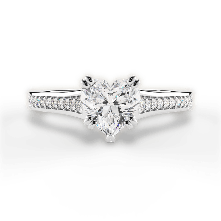 The Evita Heart Shaped Platinum Micropavé Diamond Band Engagement Ring