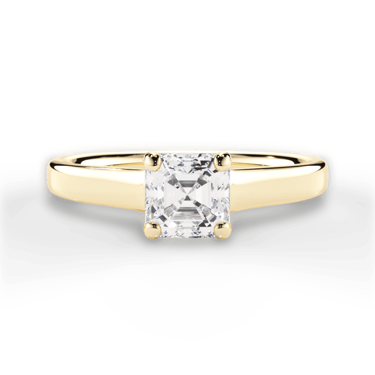 The Lily Asscher Cut 18kt Yellow Gold Solitaire Tulip Cathedral Engagement Ring