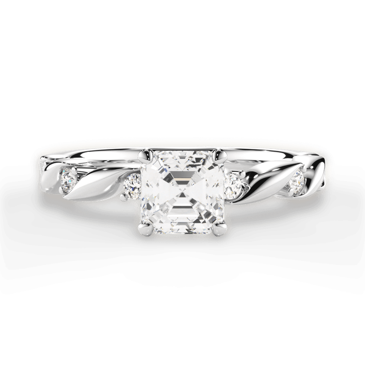 The Zariah Asscher Cut Platinum Coil Twist Diamond Engagement Ring