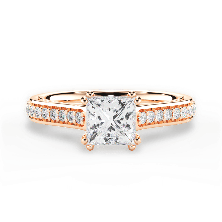 The Gloria Pear Shaped 18kt Rose Gold Pavé Double-Prong Engagement Ring