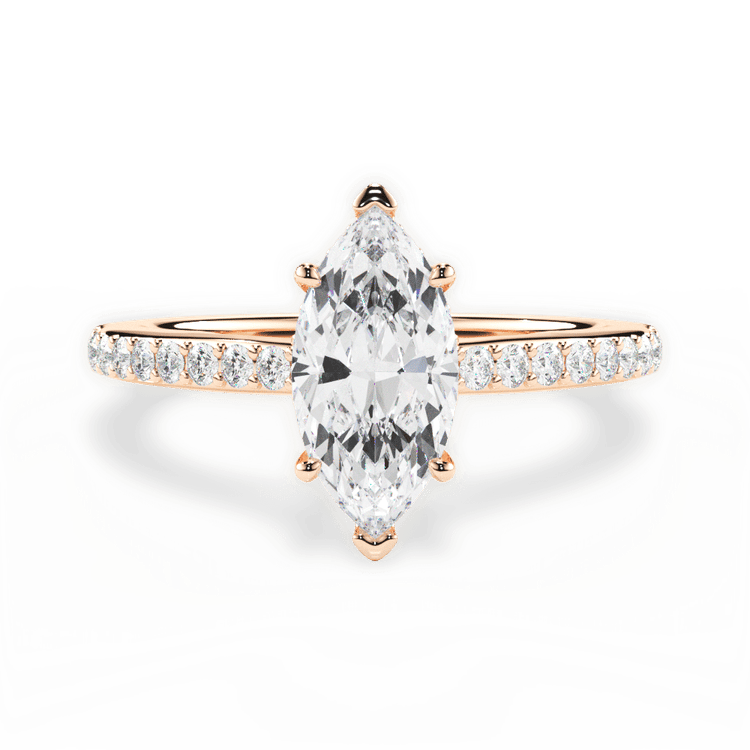 The Suri Marquise Cut 18kt Rose Gold Hidden Halo Diamond Engagement Ring