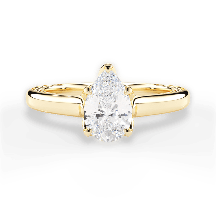 The Kenzie Pear Cut 18kt Yellow Gold Solitaire Diamond Braided Engagement Ring