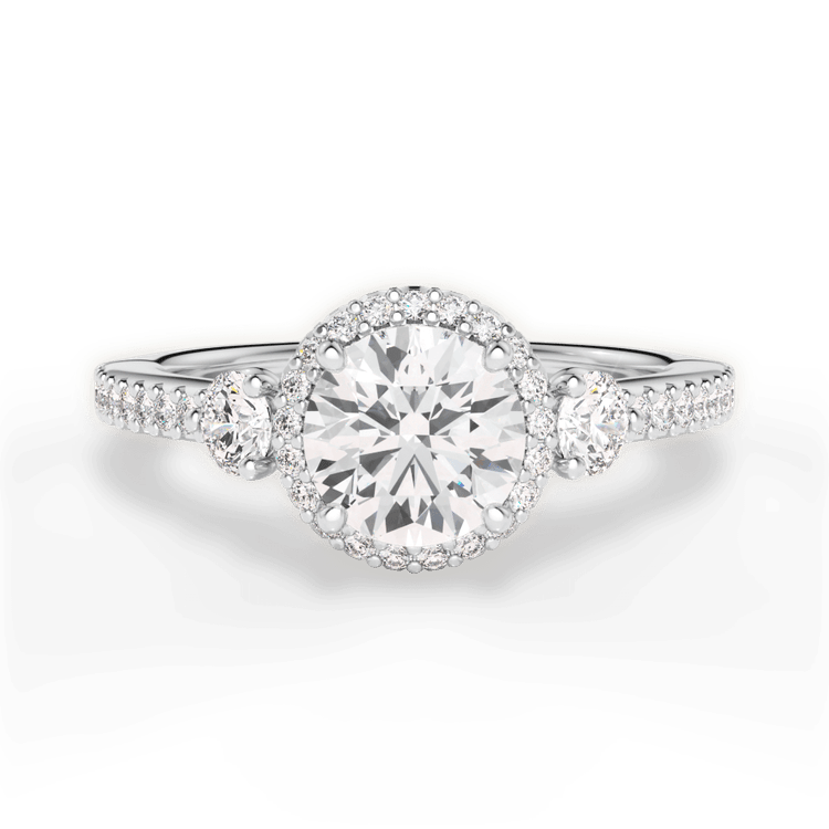 The Lina Round Cut Platinum Tapered Channel-Set Diamond Band Engagement Ring