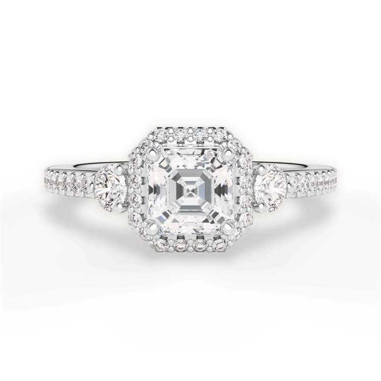 The Lina Asscher Cut Platinum Tapered Channel-Set Diamond Band Engagement Ring