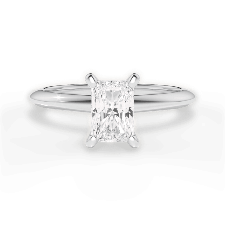 The Milena Radiant Cut Platinum Solitaire Knife-Edge Engagement Ring