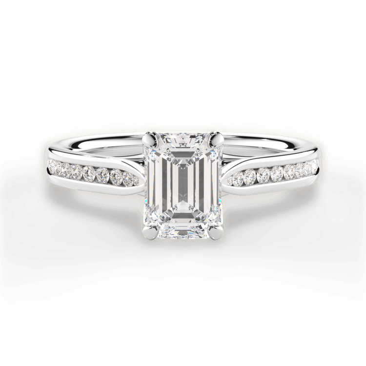 The Imani Emerald Cut Platinum Channel-Set Diamond Engagement Ring