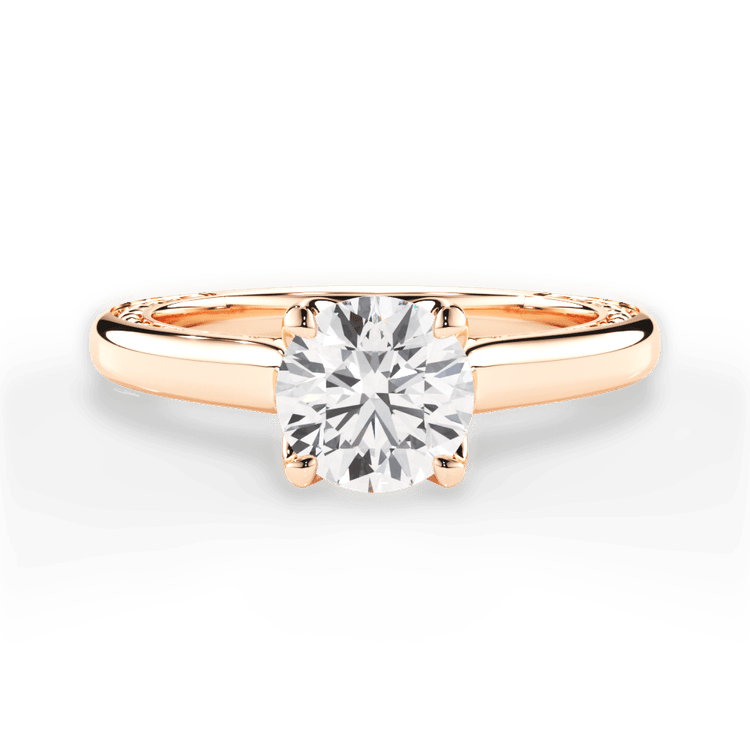 The Kenzie Round Cut 18kt Rose Gold Solitaire Diamond Braided Engagement Ring