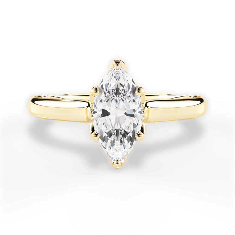 The Kenzie Marquise Cut 18kt Yellow Gold Solitaire Diamond Braided Engagement Ring